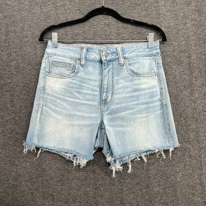 American Eagle Shorts Womens 10 Hi-Rise Shortie Light Wash Raw Hem Next Level